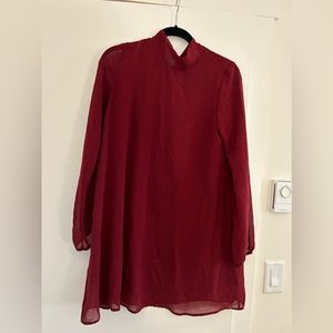 Red wine long sleeve mini dress